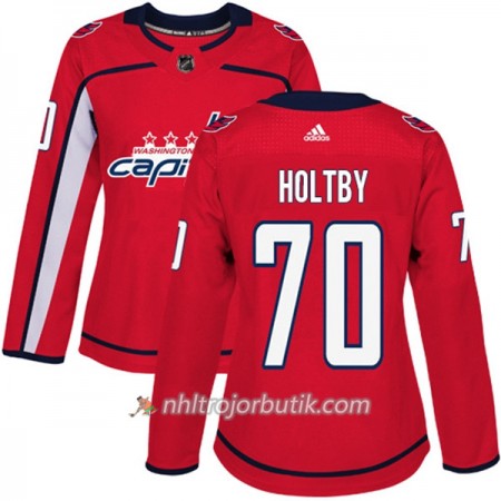 Dame Ishockey Washington Capitals Tröja Braden Holtby 70 Adidas 2017-2018 Röd Authentic